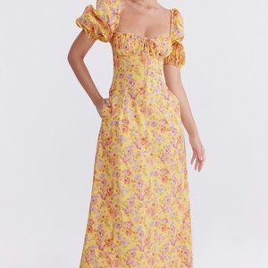 HOUSE OF CB 'Felizia' Butter Print Puff Sleeve Sundress XL XLarge